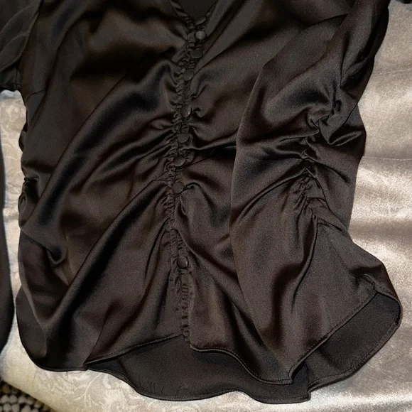 Black Ruched Blouse - Picture 3 of 7